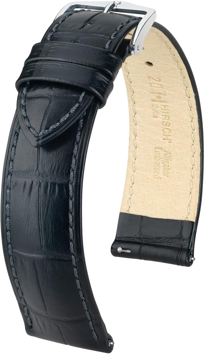 Horlogeband 20mm - Italiaans kalfsleer - Alligator reliëf - Versterkte stijl - ShopVlot