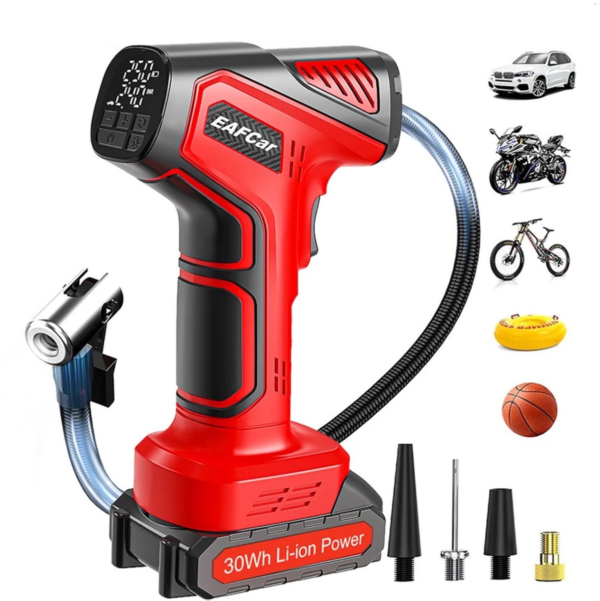 UrbanSelect Bandenpomp Auto - Compressor Bandenpomp - Luchtcompressor - Digitaal Display - Compact - Snel Oppompen - Rood