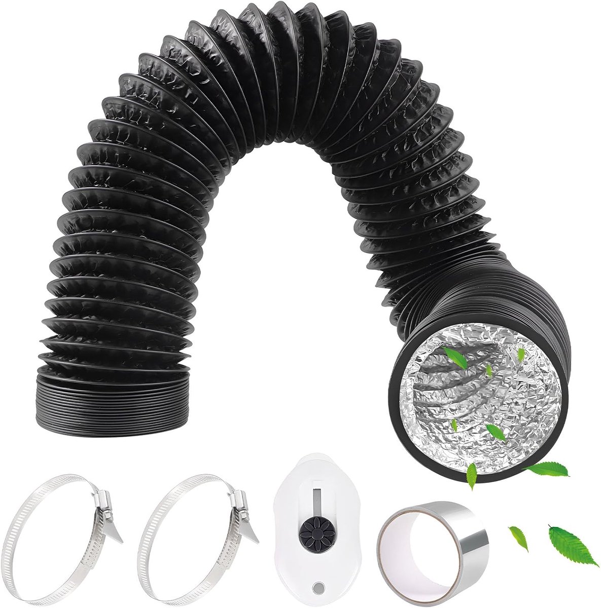 Ventilatieslang 3 inch 6.5 FT - Aluminium PVC - Flexibel - Ideaal voor airconditioning - ShopVlot