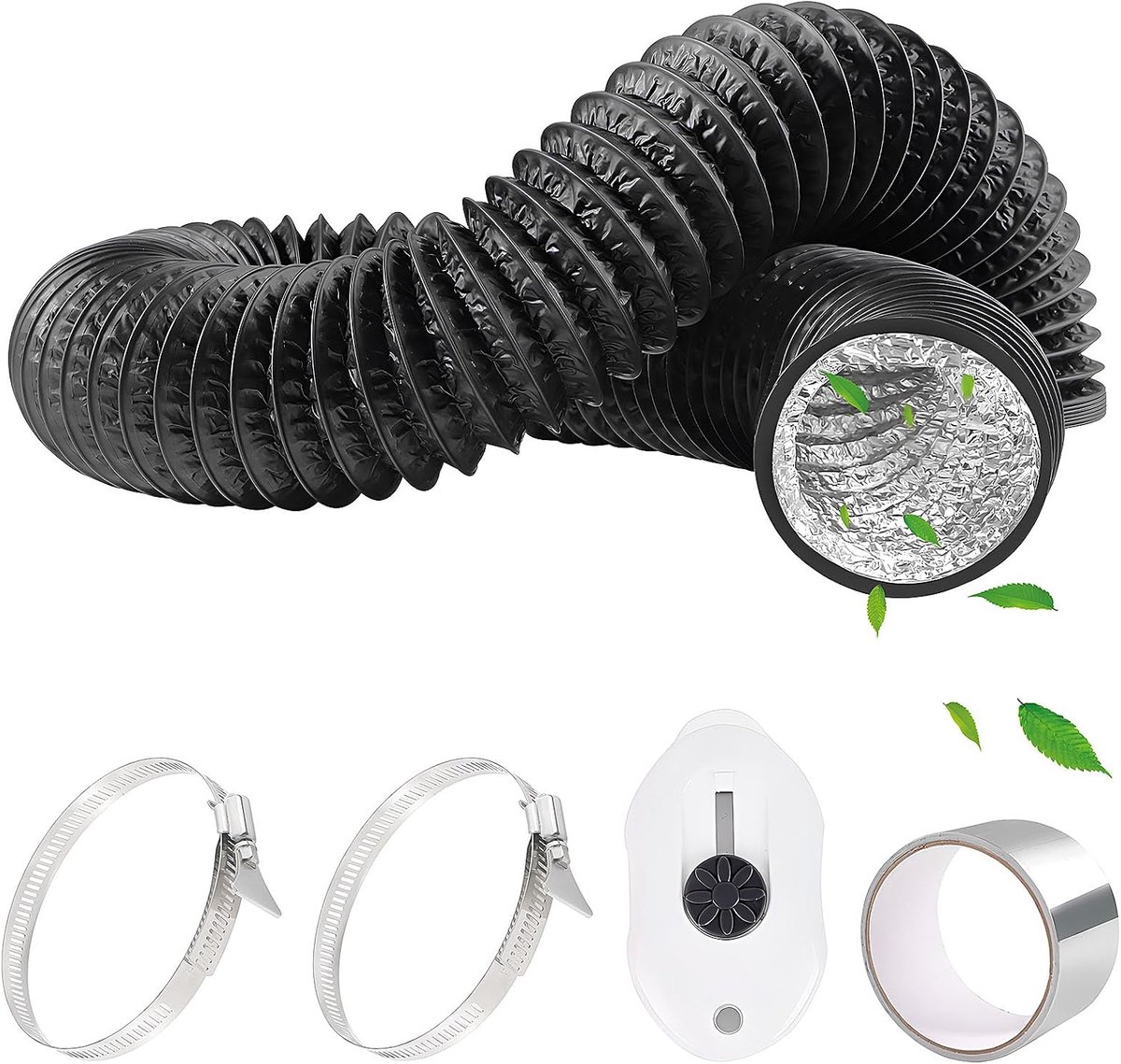 PVC Afvoerslang 80 mm - Flexibel 4.5 m - Aluminium Band - Ideaal voor ventilatie en afvoer - ShopVlot