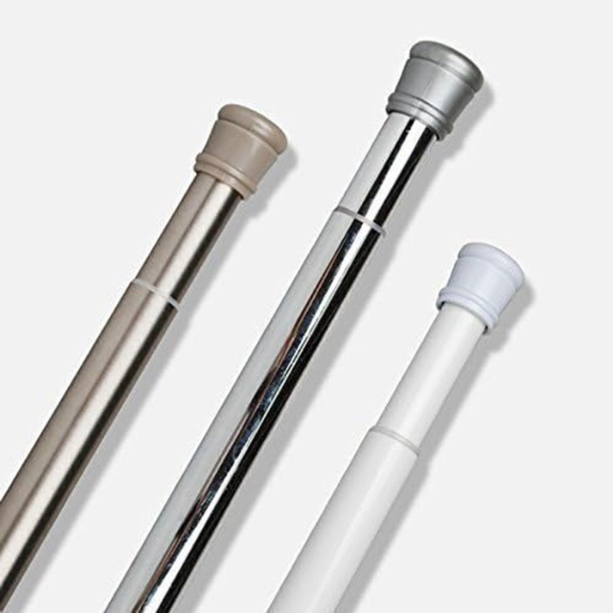 Douchegordijnroede 75-125 cm - Verstelbaar nikkel mat met telescopische functie - Eenvoudig te installeren zonder boren - ShopVlot