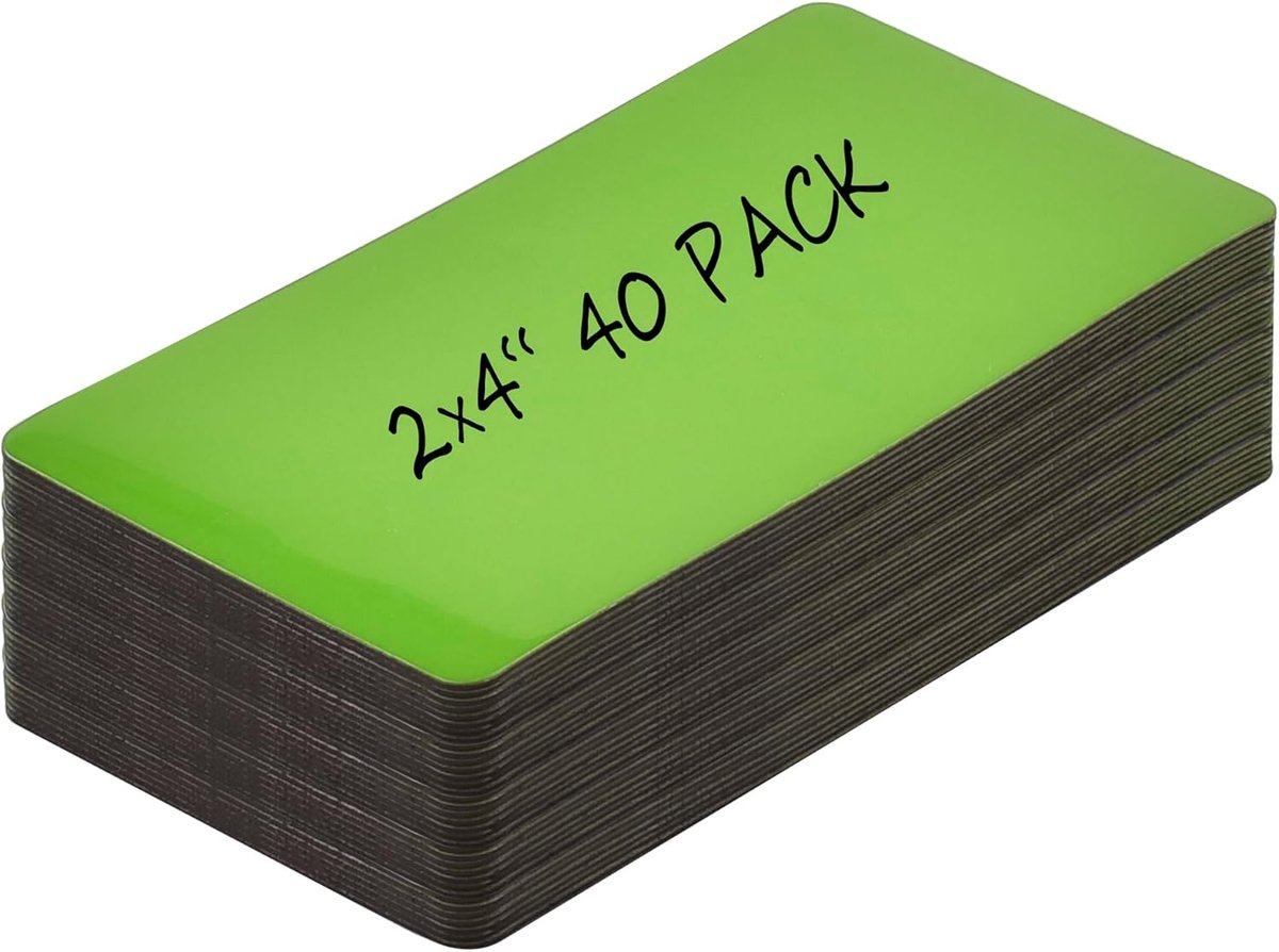Magnetische strips schrijfbaar 40 stuks - 5 cm x 10 cm - groene kleur - herbruikbaar en uitwisbaar voor school - ShopVlot