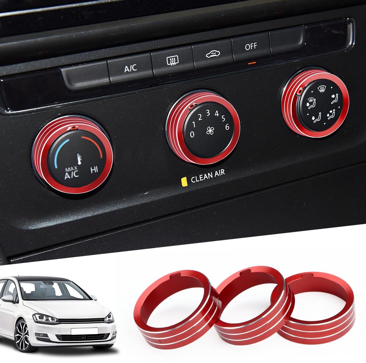 Airconditioning knopdecoratiering - Aluminiumlegering - Geschikt voor Golf 7 MK7 2013-2020 - Bescherming en stijl - ShopVlot