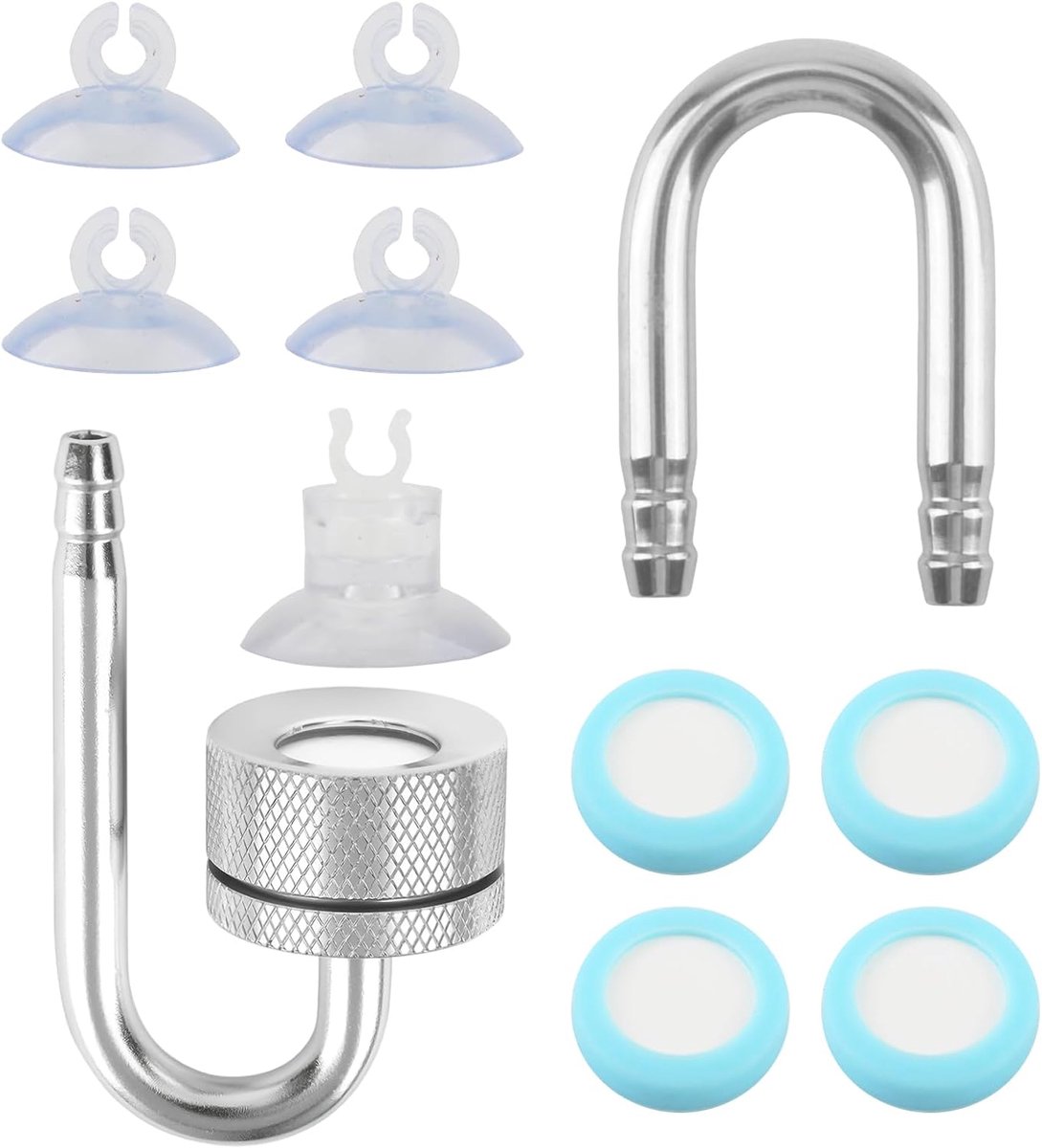 CO2 diffuser aquarium - aluminium legering - met zuignappen en U-pijp - ShopVlot