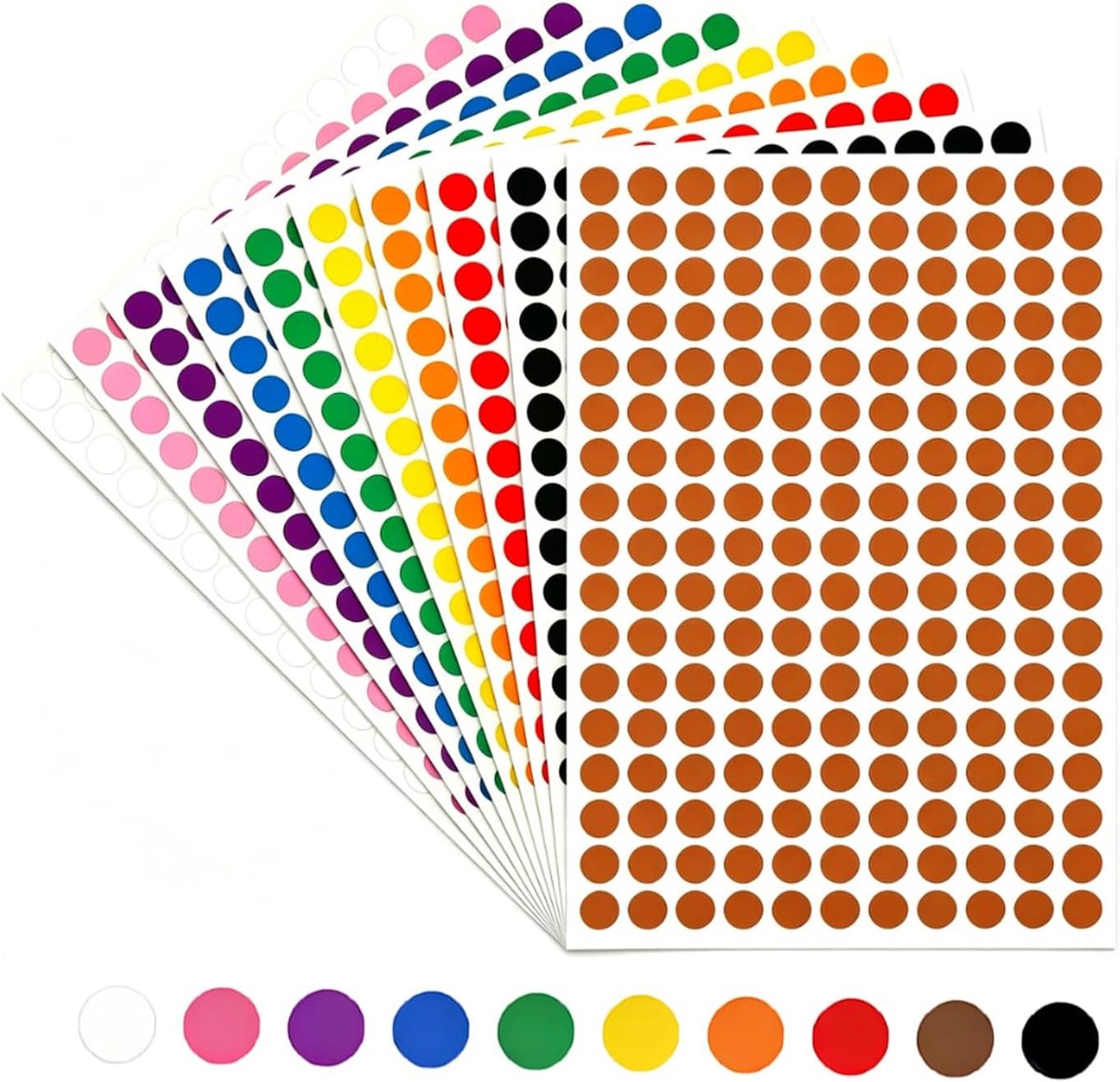 Plakstippen 10 mm - ronde zelfklevende etiketten - 10 kleuren - veelzijdig inzetbaar voor kantoor en huis - ShopVlot