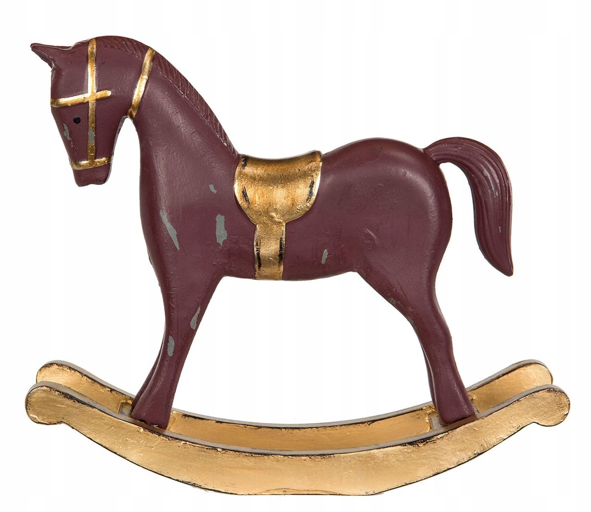 Borduurde Houten Schommelpaard Figuur - Decoratie voor Huis en Tuin
