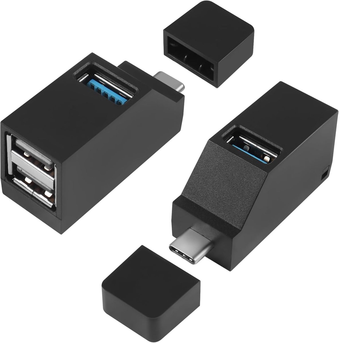 USB C naar USB Adapter - 3-poorts USB C Hub Splitter - 90 graden ontwerp - ShopVlot