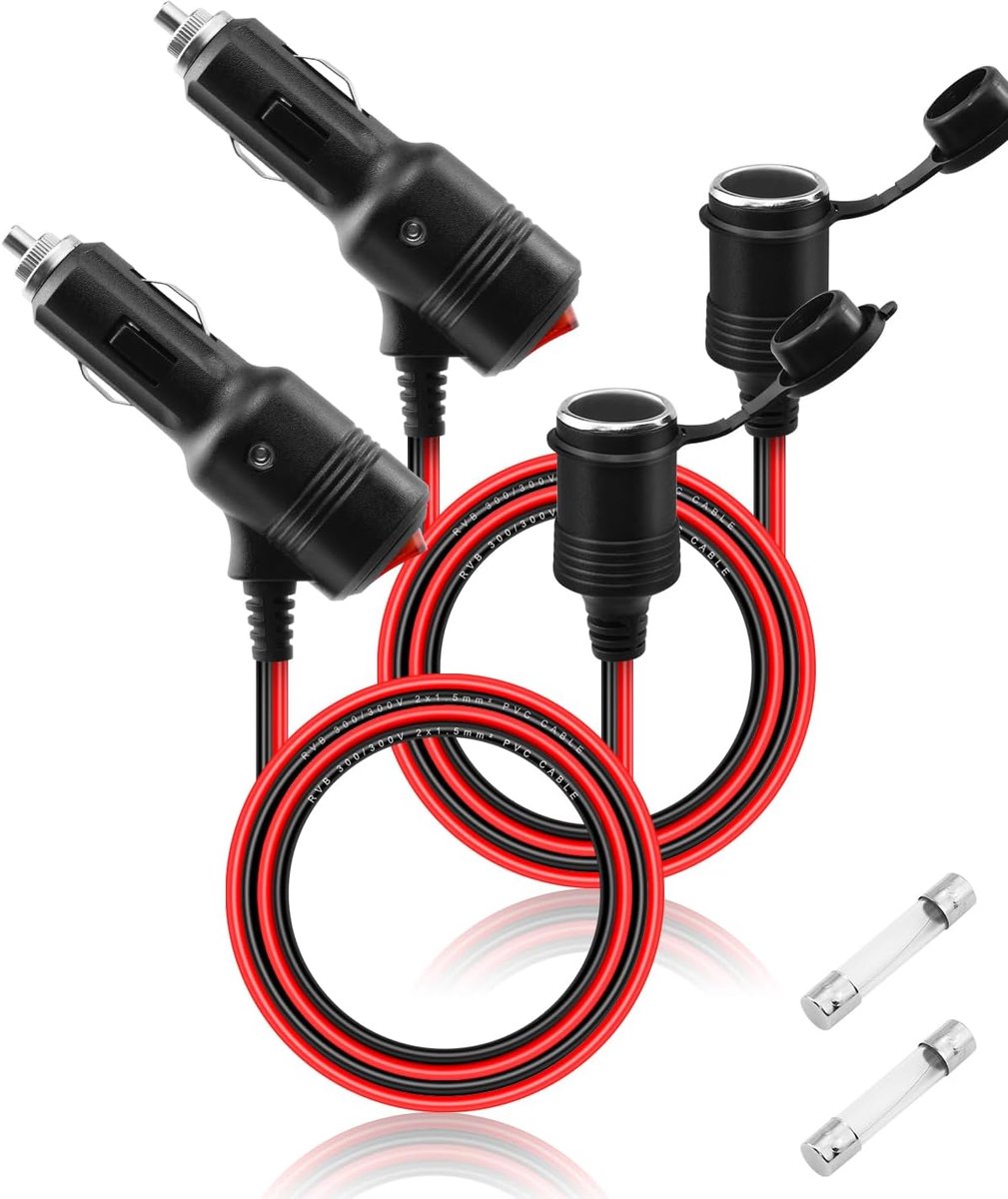 12V sigarettenaansteker verlengkabel met schakelaar - 16AWG 15A - LED statusindicator - ideaal voor auto koeler - ShopVlot