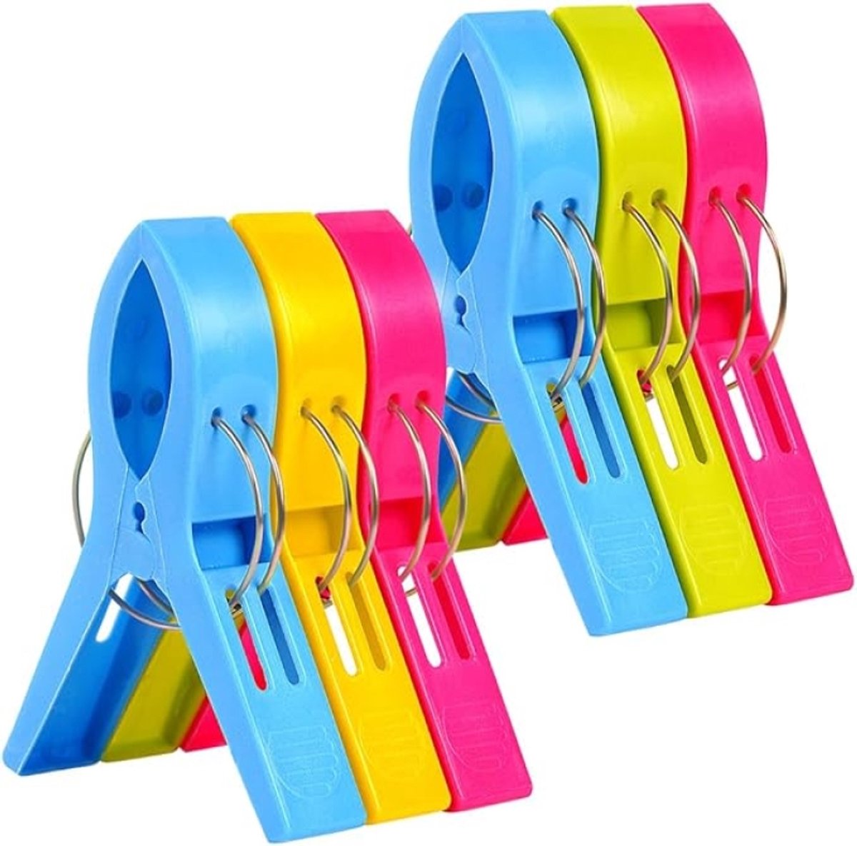 Arvion Grote Wasknijpers 6 Stuks - Handdoekclips voor Strandstoel, Zwembad, Wasserij - Sterke RVS Klemmen, Antislip, Geschikt voor Dekens, Dekbedden en Handdoeken