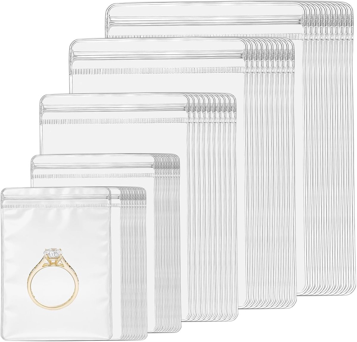 Sierraadopbergzakken 50 stuks - Transparant herbruikbaar - Waterdicht en scheurbestendig - Ideaal voor sieraden - ShopVlot