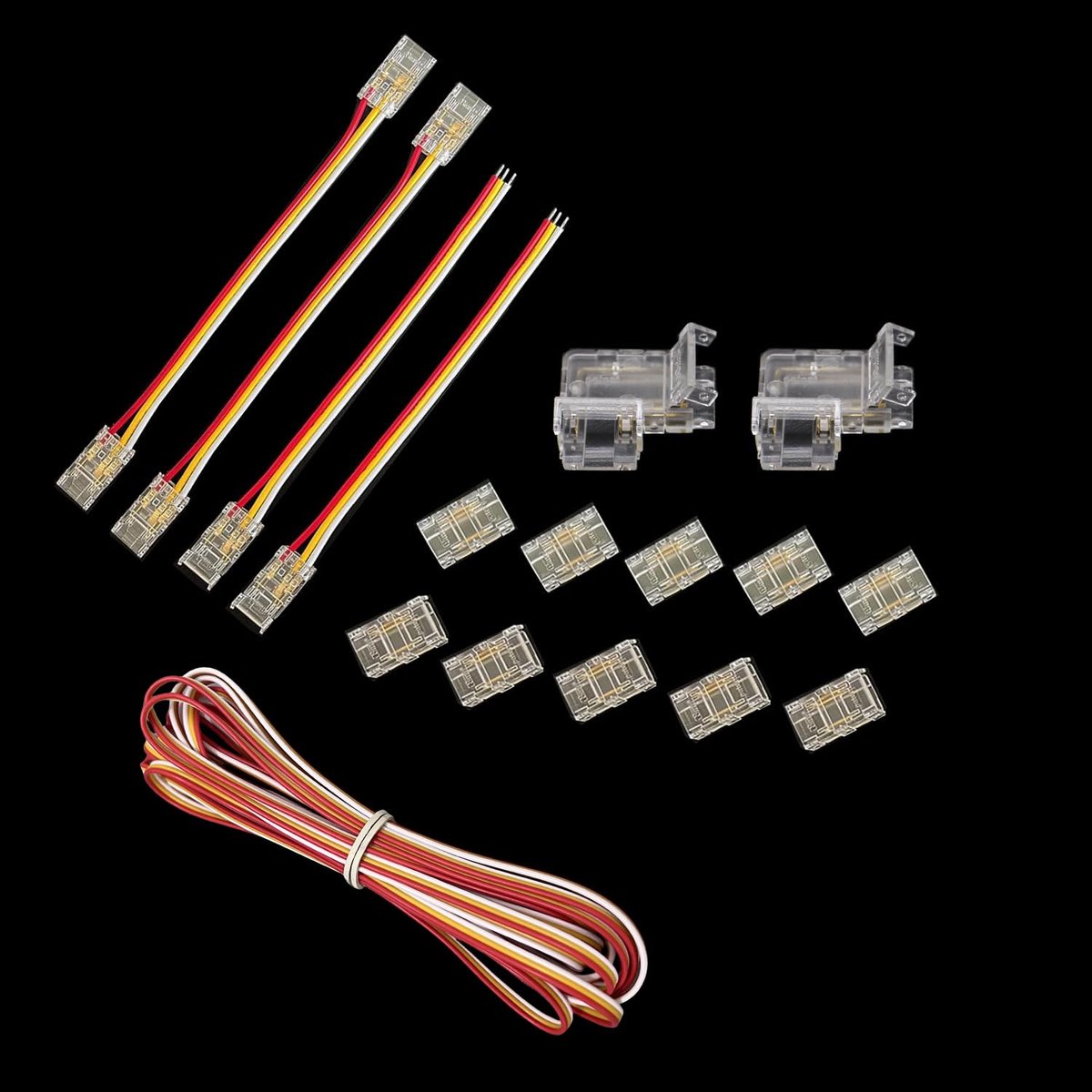 LED connectors 3 pin 8mm - transparante gaploze connectors - 7 soorten - ideaal voor DIY projecten - ShopVlot