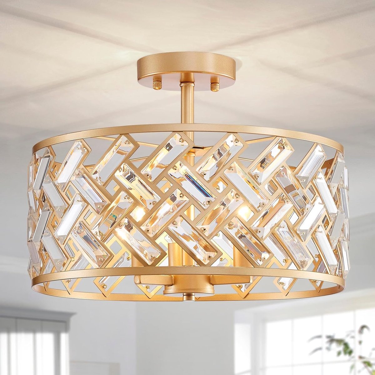 Plafondlamp kristallen - moderne uitstraling - sfeervol licht - perfect voor iedere ruimte - ShopVlot