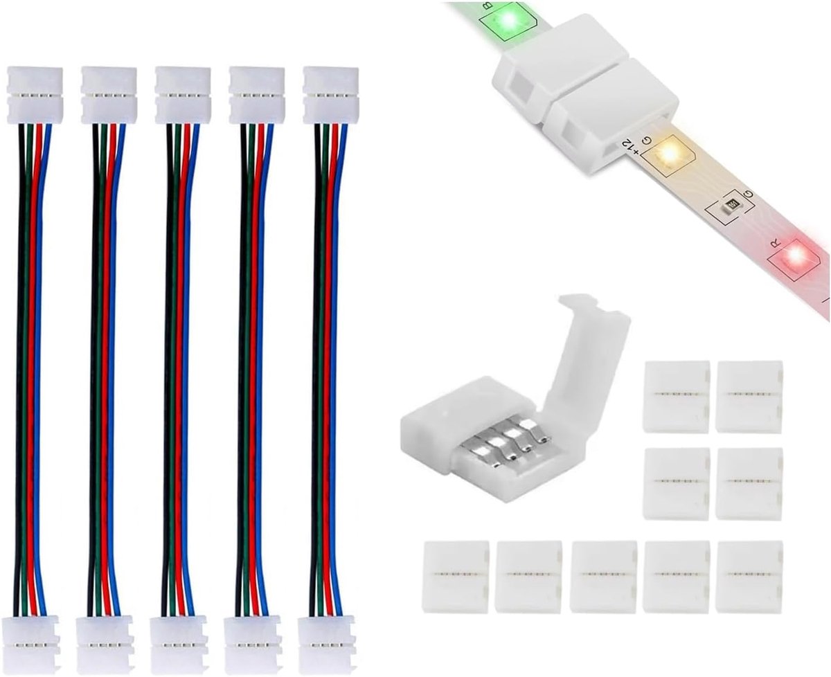 LED strip connectors 4 pin 8 mm - naadloze aansluitingen - voor RGB strips - eenvoudig te gebruiken - ShopVlot