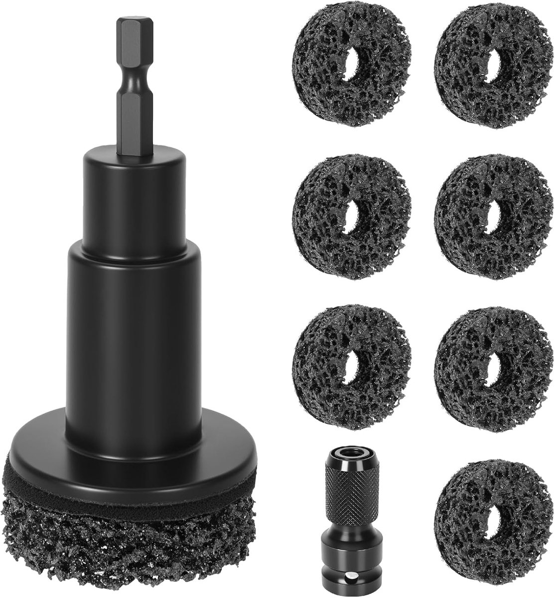 Wielnaafreinigingsset - compleet met slijpkop en adapter - 5 slijpschijven - voor glanzende wielen - ShopVlot