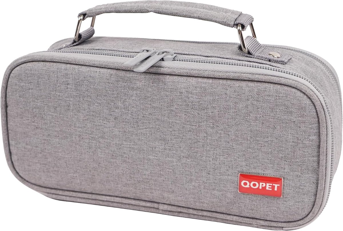 Pencil case grote capaciteit - grijs - duurzaam materiaal - perfect voor school en kantoor - ShopVlot