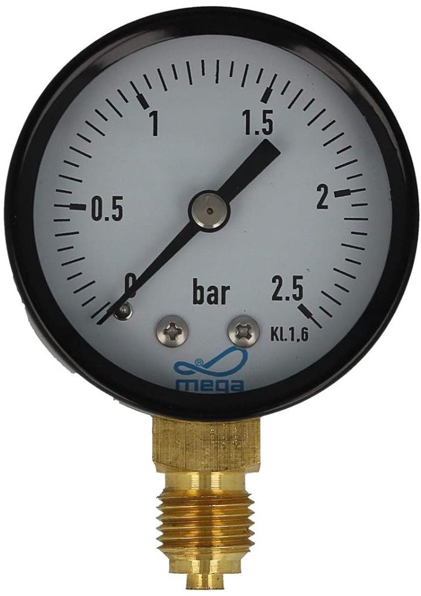Drukmeter 0-2.5 bar - Ø 50 mm - staal - ideaal voor verwarmingssystemen - ShopVlot