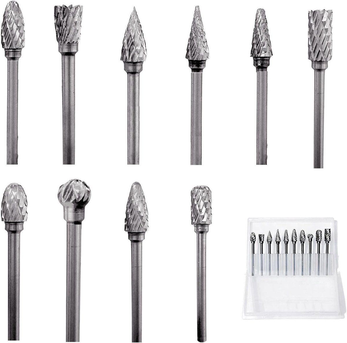 Tungsten carbide boor 1/8" - 10 stuks - duurzaam staal - ideaal voor hout en steen bewerking - ShopVlot