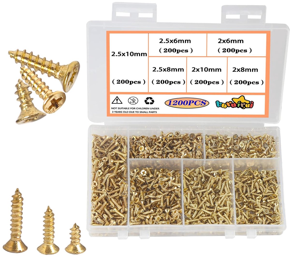 Klein Schroeven Set 1200pcs - M2 M2.5 Goud - Zelftappende Schroeven - Ideaal voor DIY en Reparaties - ShopVlot