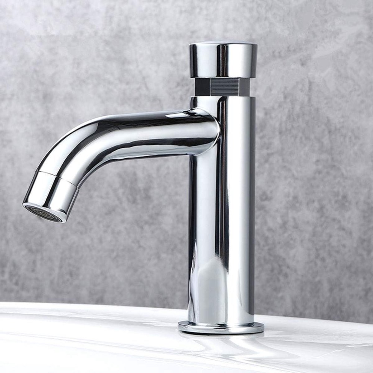 Koudwaterkraan badkamer - chroom - automatisch sluiten - waterbesparend - ShopVlot