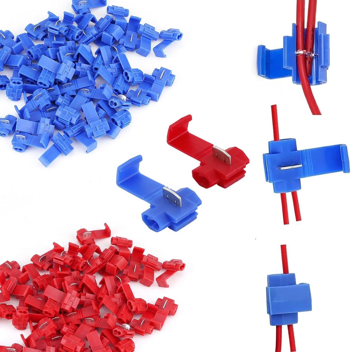 Aftakverbinders 60 stuks - snelkoppeling - kleurcode rood/blauw - veilige kabelverbindingen - ShopVlot