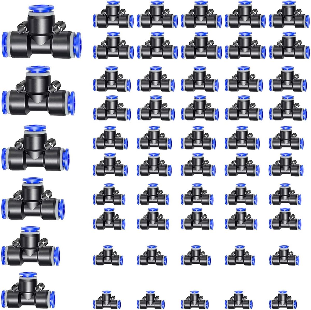 3 Weg T-stukken 50pcs - Pneumatische Plugverbinding - Kunststof Adapter - Voor luchtleidingen - ShopVlot