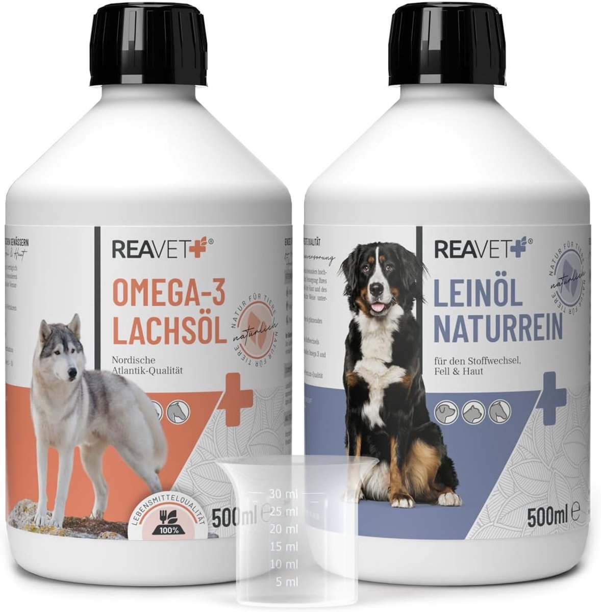 Barf-Oil Set 1000 ml - Lijnzaadolie en zalmolie - Natuurlijk zonder toevoegingen - Ondersteunt honden en katten - ShopVlot