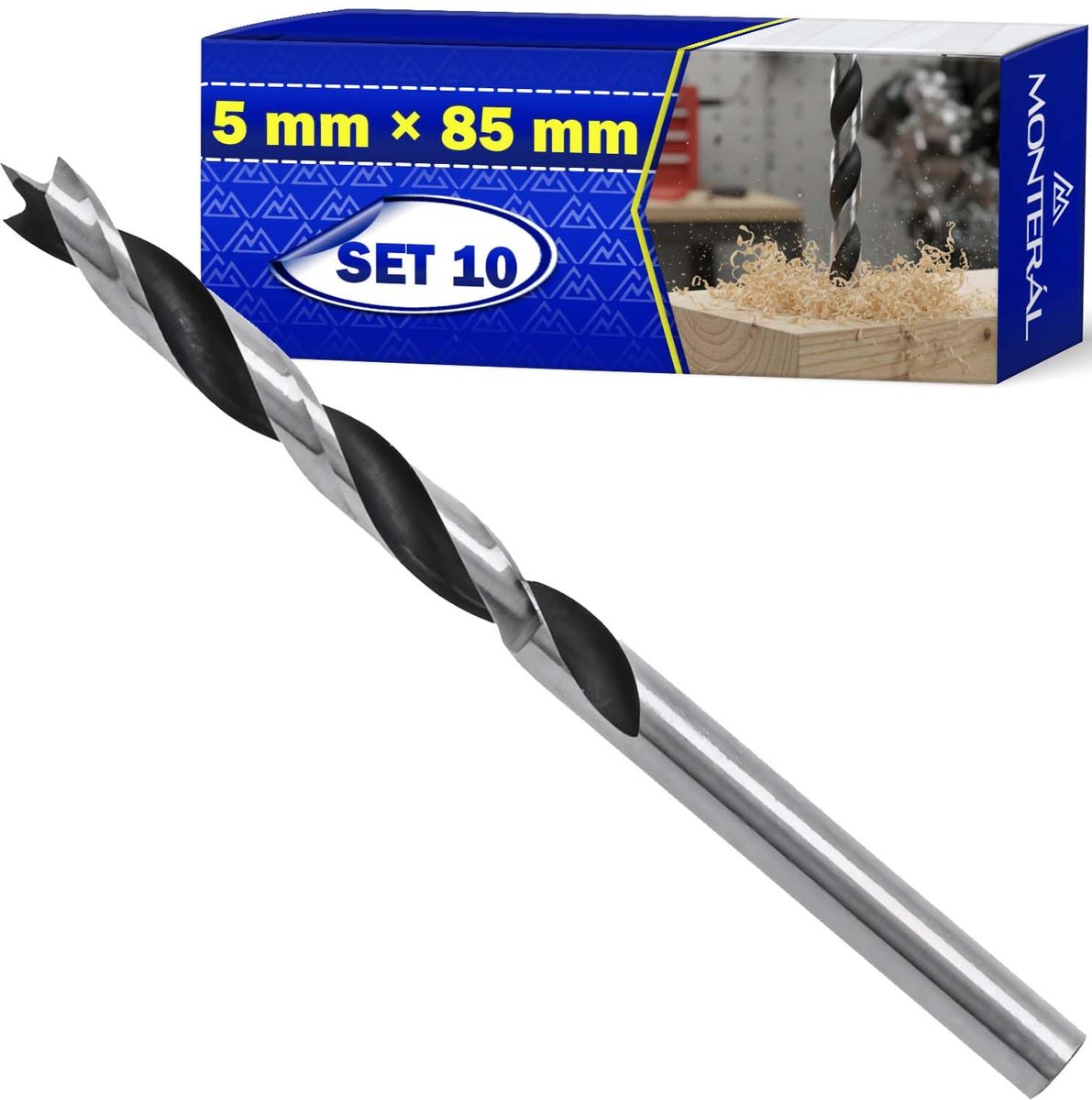 Houtboor 5 mm x 85 mm - Staal - 10 stuks - Ideaal voor MDF en spaanplaat - ShopVlot