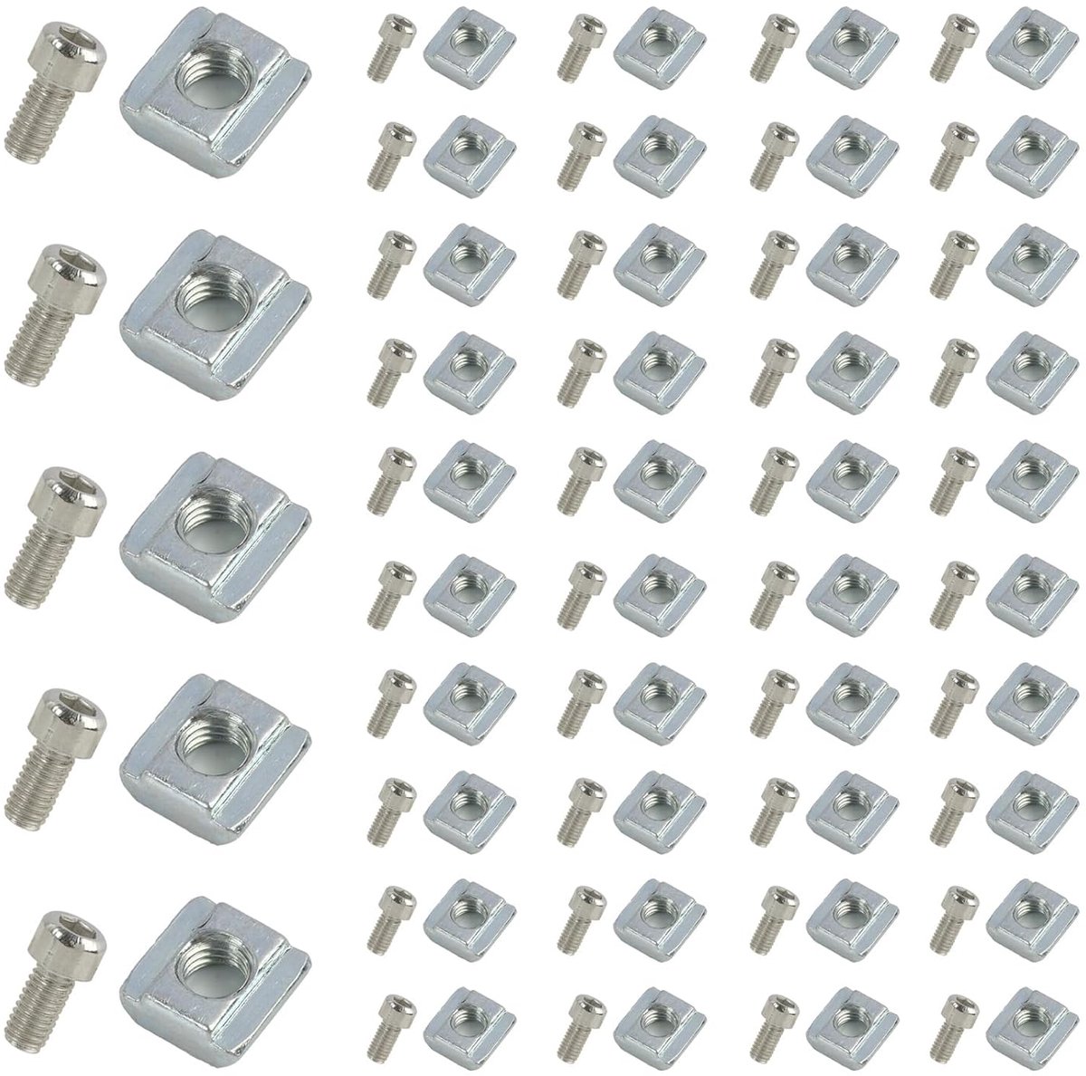 Sliding blocks set 50 stuks - M5 T-groef type - carbon staal - ideaal voor aluminium profiel verbinding - ShopVlot