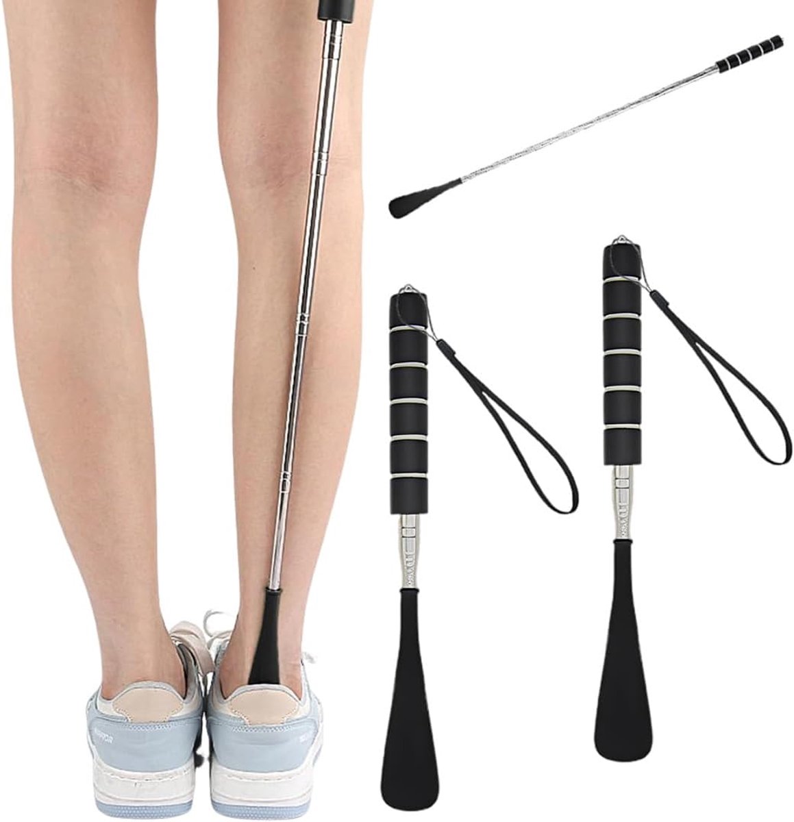 Schoenlepel verlengbaar 30-70 cm - RVS verstelbaar - Ergonomisch handvat - Eenvoudig schoenen aantrekken - ShopVlot