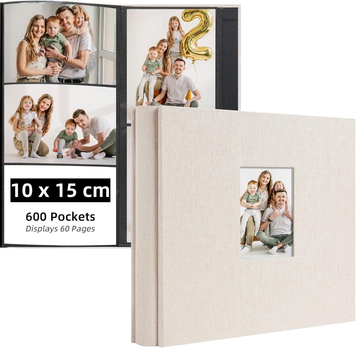 Fotoalbum 6x4 - 600 vakken 10 x 15 cm - stoffen albumhoes - ideaal voor familiefoto's - ShopVlot