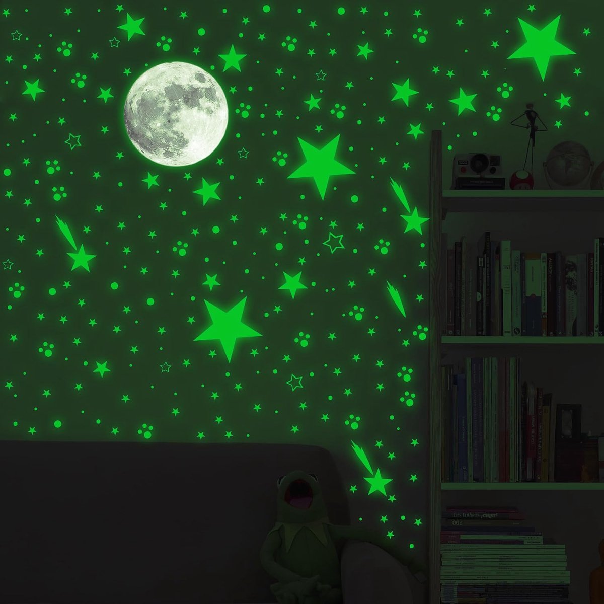 Glow in the dark sterren set 1121 stuks - zelfklevende PVC sterren - maan en sterren wanddecoratie - ShopVlot