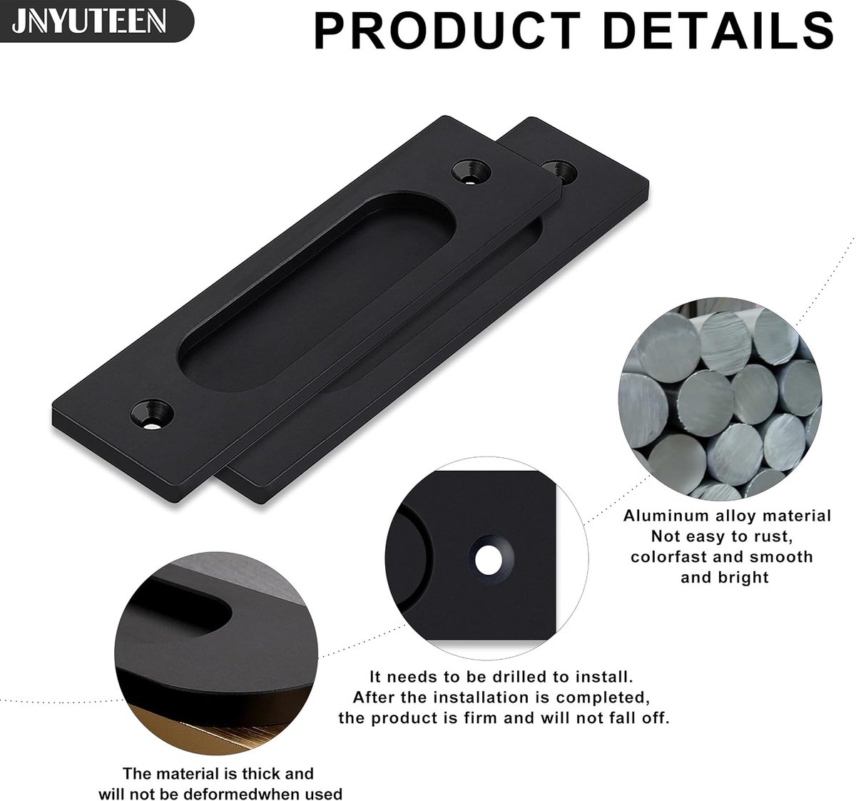Sliding deurhandgrepen 150mm - rechthoekig - flush-mounted - ideaal voor schuifdeuren - ShopVlot