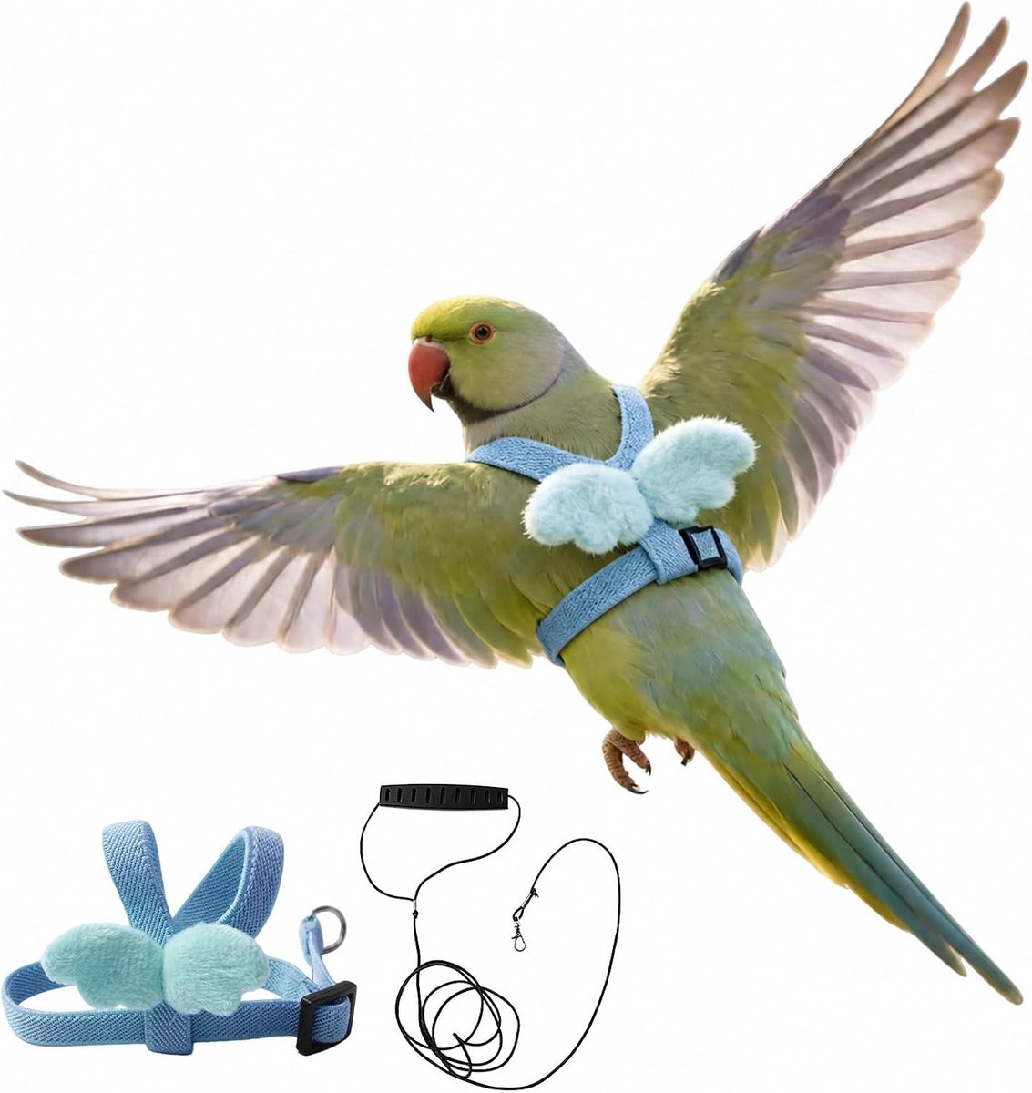 Parrot harness Large - verstelbaar - lichtgewicht kabel - veilig buiten wandelen - ShopVlot