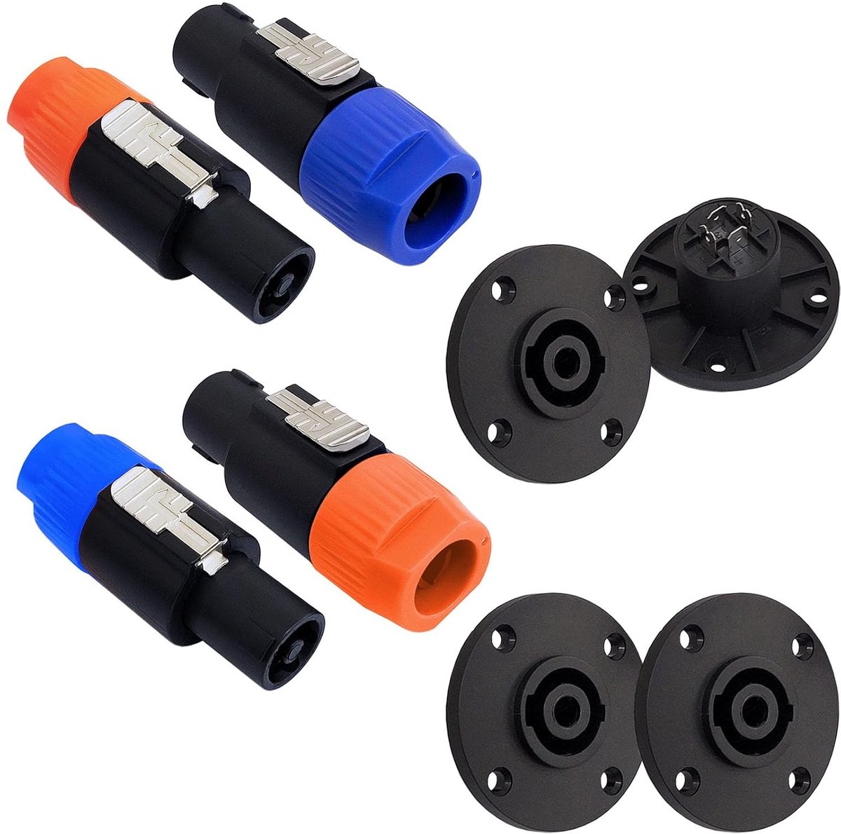 Speaker plug kit 8 packs - 4x 4-polige stekker - vierkante vrouwelijke paneelmontage - vervang defecte kabels - ShopVlot
