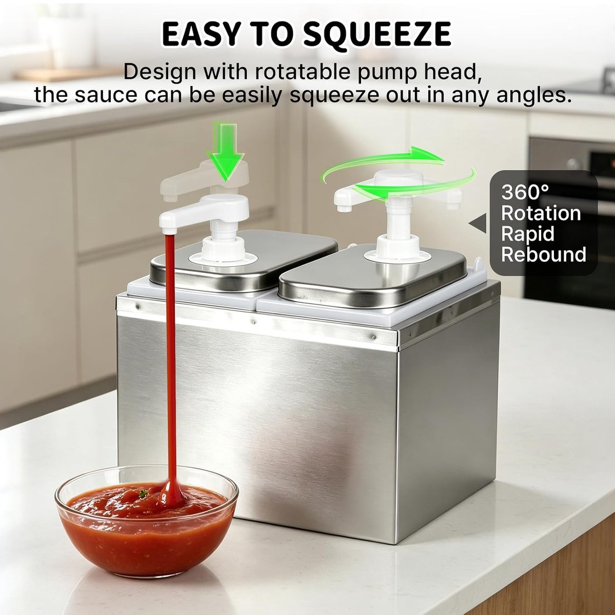 Sausdispenser pompstation 4 x 2 l - roestvrij staal - 4 doseerpompen - ideaal voor keuken en restaurant - ShopVlot