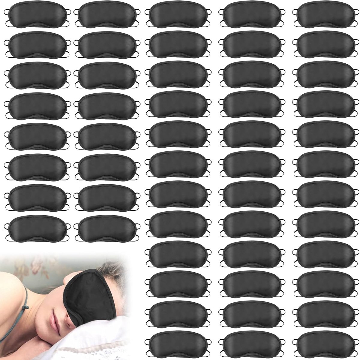 Slaapmasker 50 Stuks - Ademend en Zacht - Inclusief Neuskussen - Perfect voor Reizen - ShopVlot