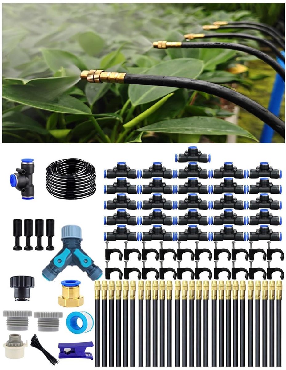 Druppelsysteem - Automatisch bewateren - Planten verzorgen - 360 graden verstelbaar - 30 meter slang - Zwart