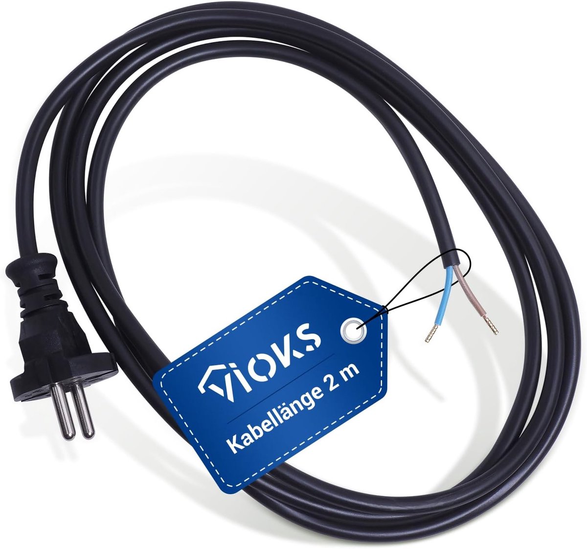Verbindingskabel föhn 2 x 1 mm² - 2 meter - zwart - vervangingskabel voor elektrische apparaten - ShopVlot