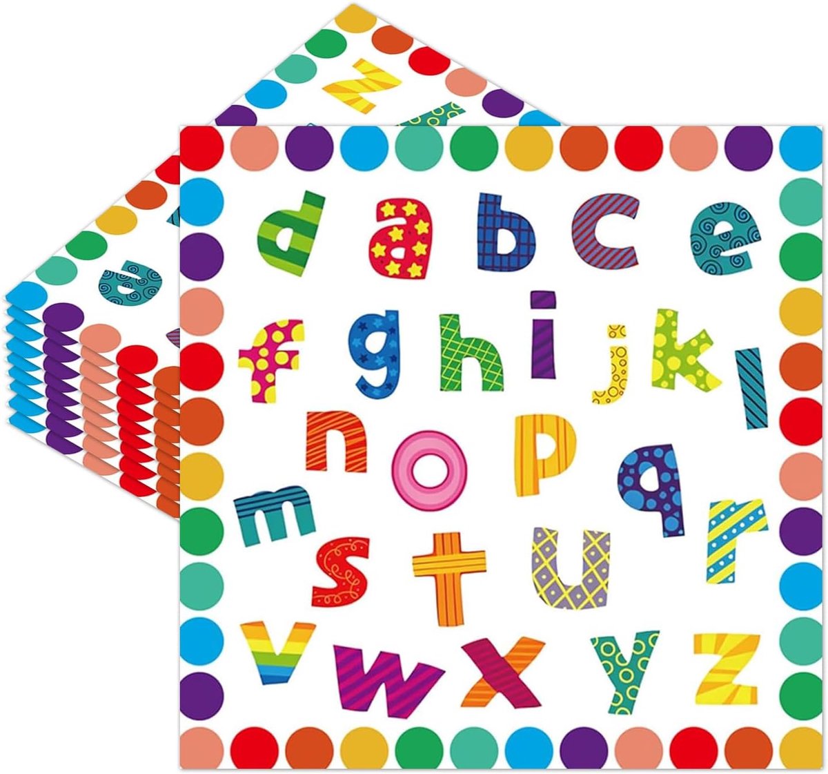Servietten 40 stuks - 33 x 33 cm - alfabet-motief - voor de eerste schooldag - ShopVlot