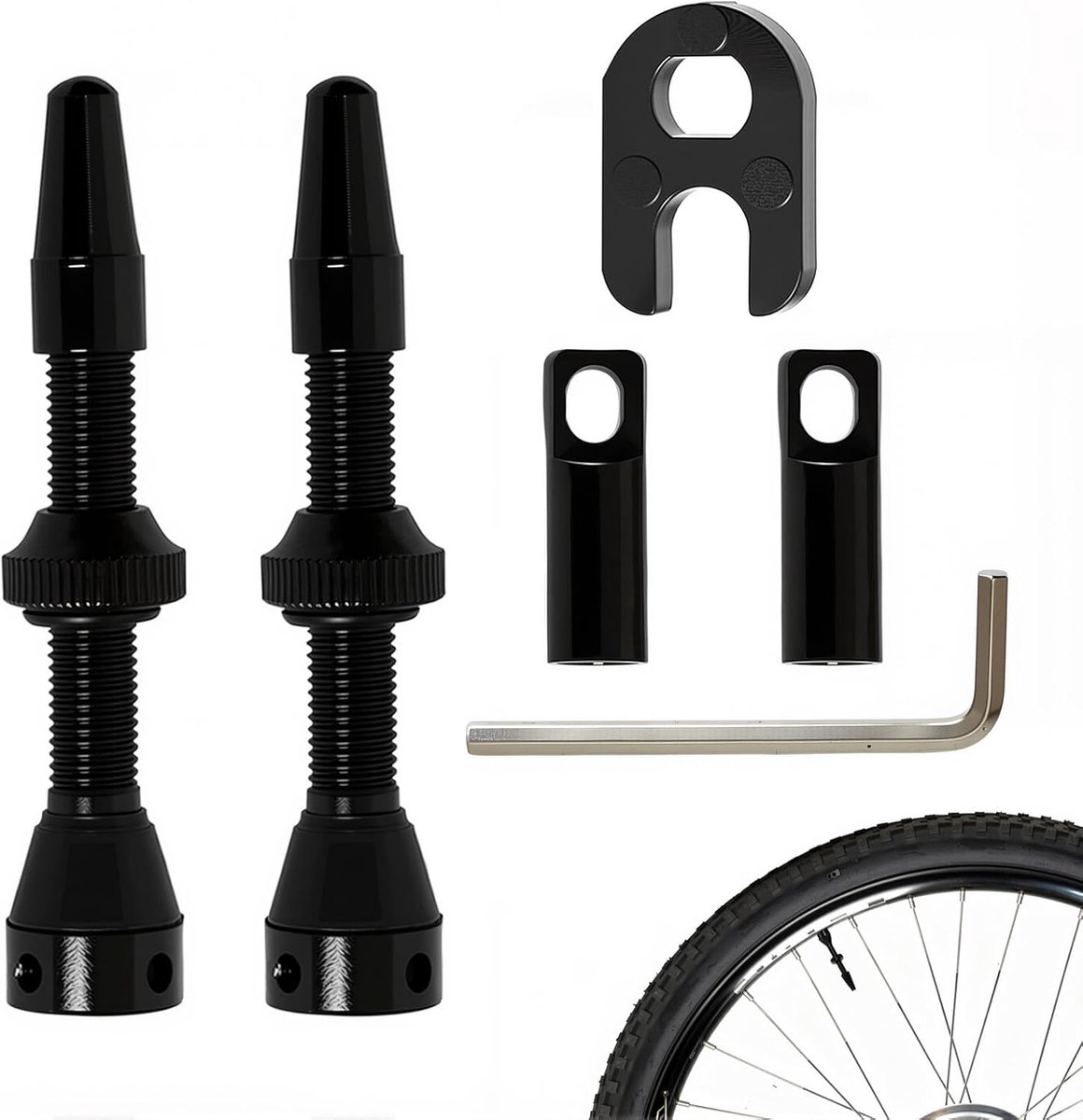 Presta Ventielset 44mm - Ultra Licht Aluminium - Inclusief Ventielkern Verwijderaar - Ideaal voor Tubeless Banden - ShopVlot