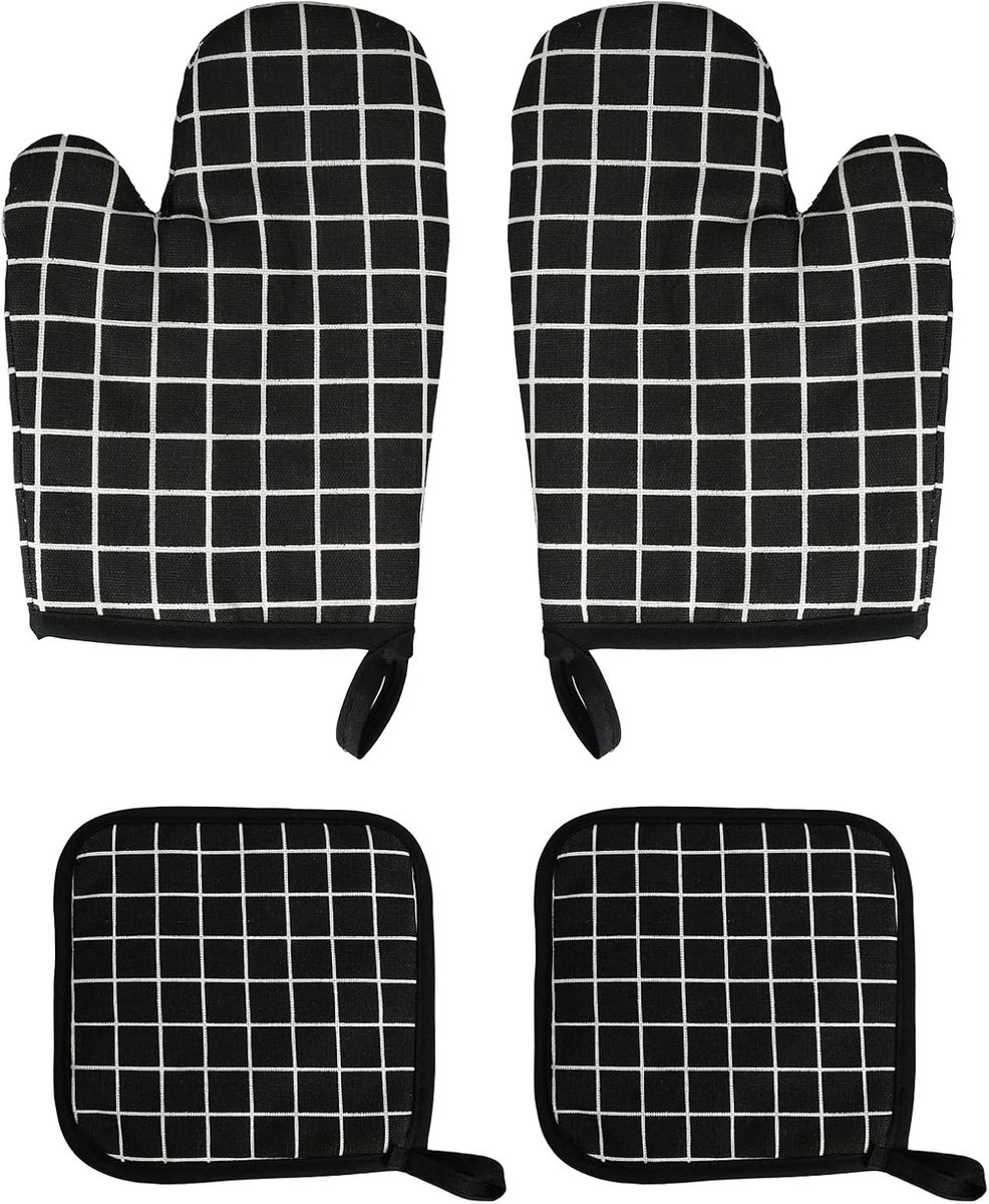 Ovenwant set 4-delig - hittebestendig en antislip - comfortabele grip - ideaal voor bakken - ShopVlot