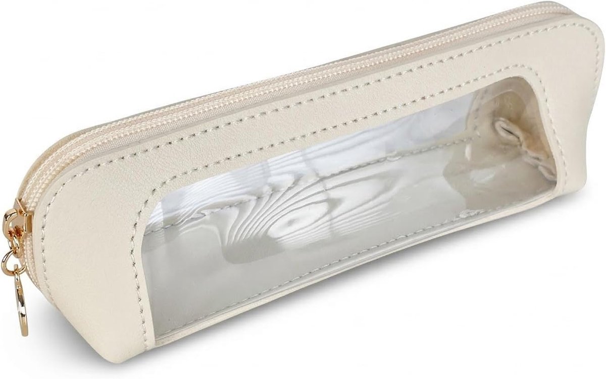 Make-upkwastenhouder 20 x 5 x 6 cm - PU-leer en kunststof - transparant venster - perfect voor reistas - ShopVlot