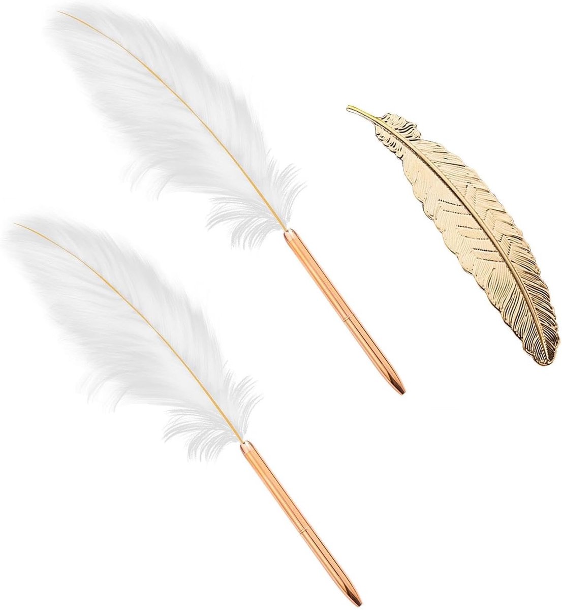 Balpen set met boekmarker - retro stijl - rosegoud en goud - perfect voor studenten - ShopVlot