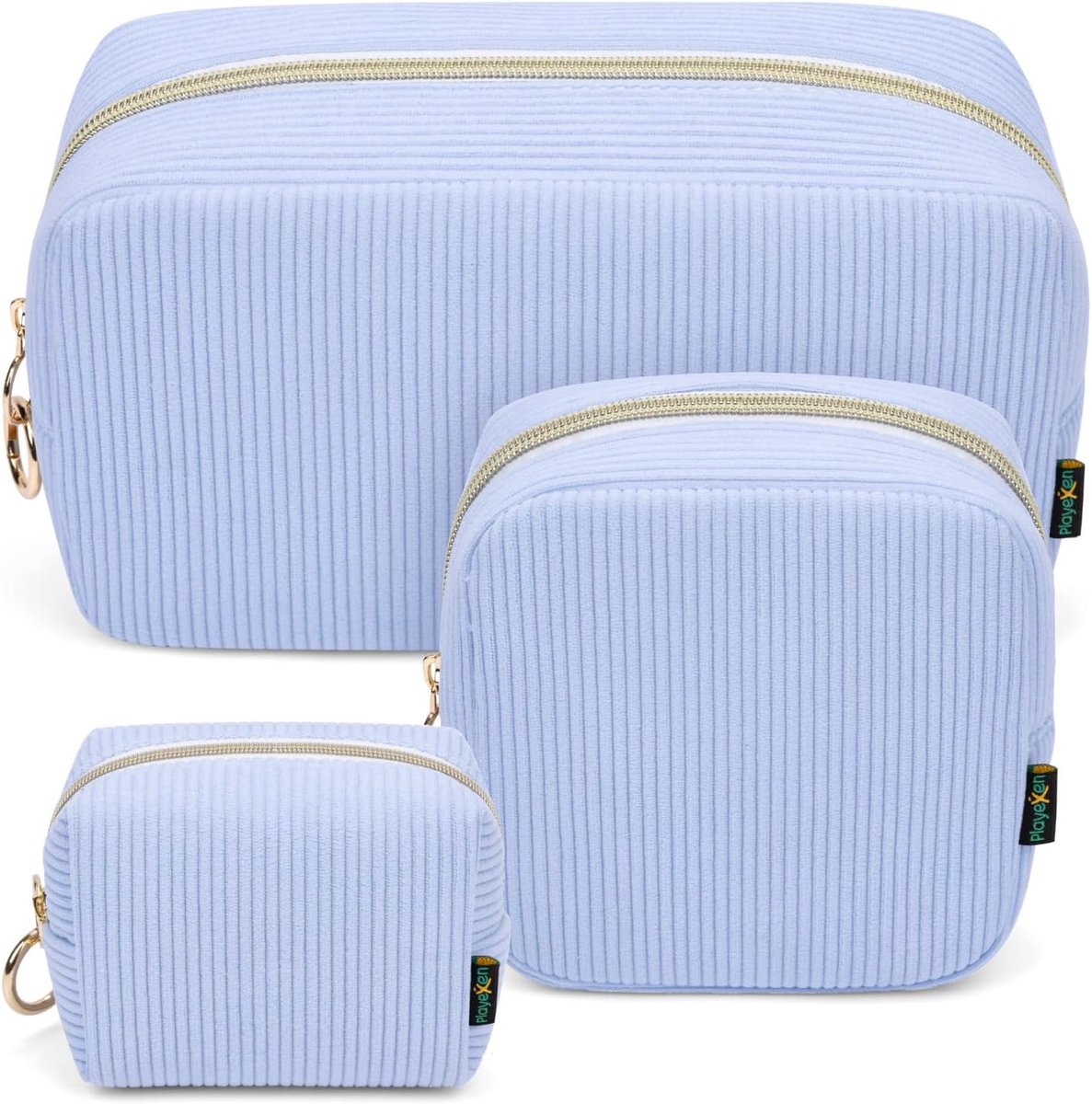 Make-up tas 3 delig - Dikke cord toilettas - Organiser voor cosmetica - Ideaal voor reizen - ShopVlot