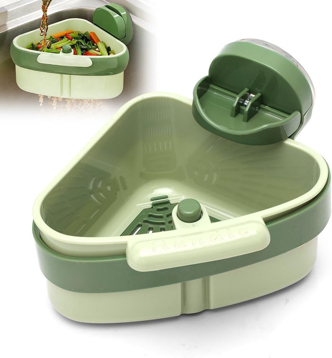Afvoergat strainer met zuignap - driehoekig ontwerp - eenvoudig te bevestigen - ideaal voor keuken en wasruimte - ShopVlot