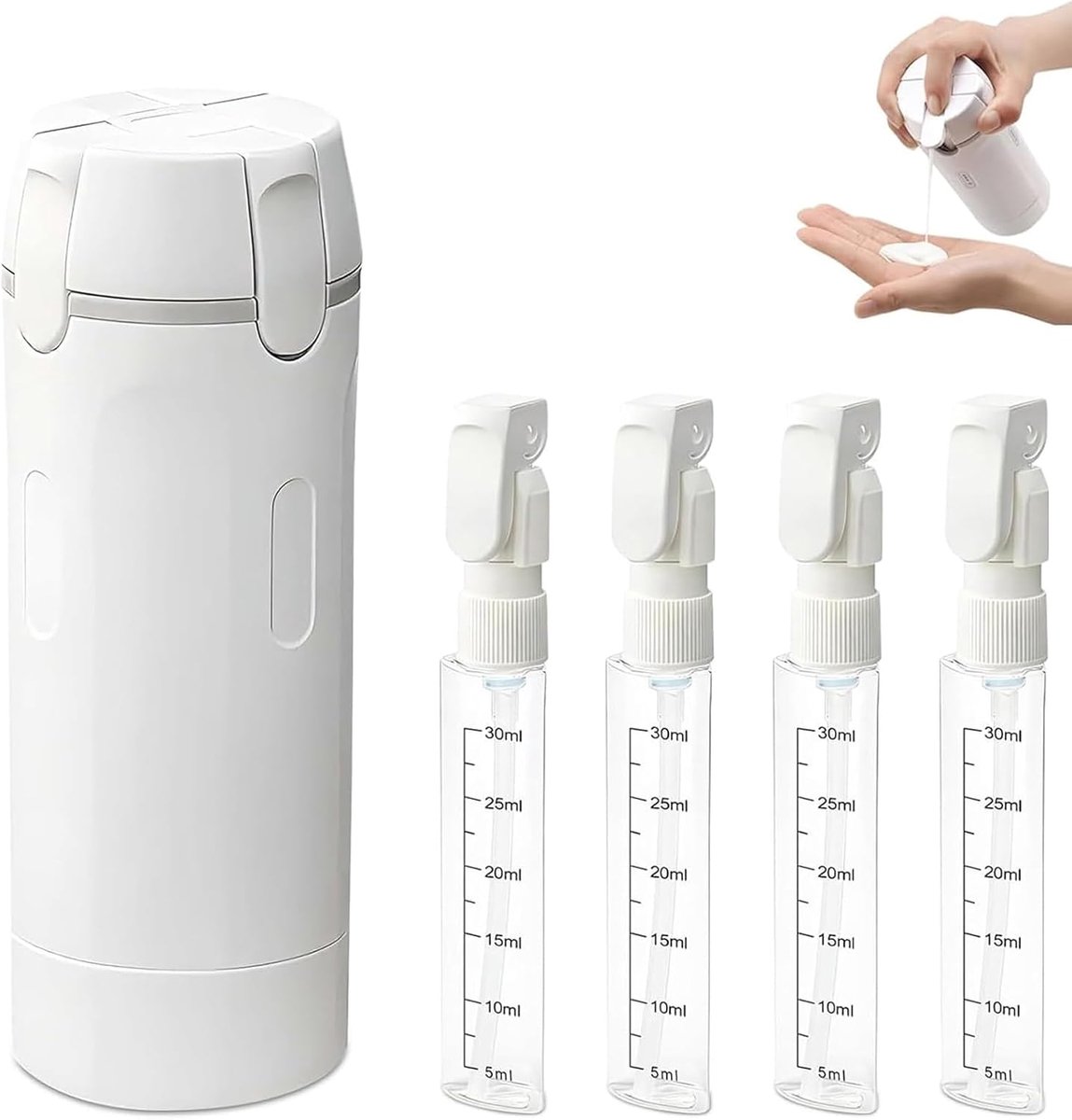 Reisdispenserflessen 4-in-1 - Draagbaar - Lekvrij siliconen - Perfect voor shampoo en lotion - ShopVlot