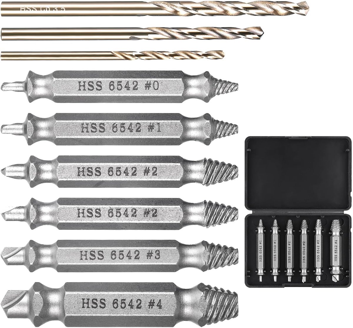 Schroefextractorset 9-delig - HSS 6542 - Voor gebroken schroeven - Professionele schroefverwijderaar - ShopVlot