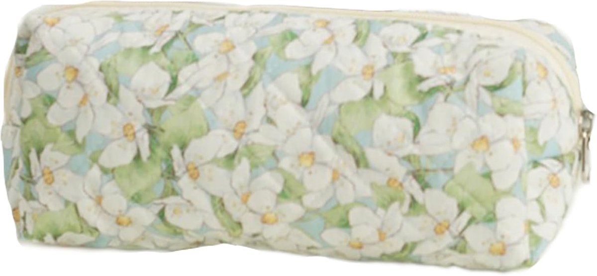 Pencilcase voor meisjes - gewatteerd - met strikjesprint - ideaal voor cosmetica - ShopVlot