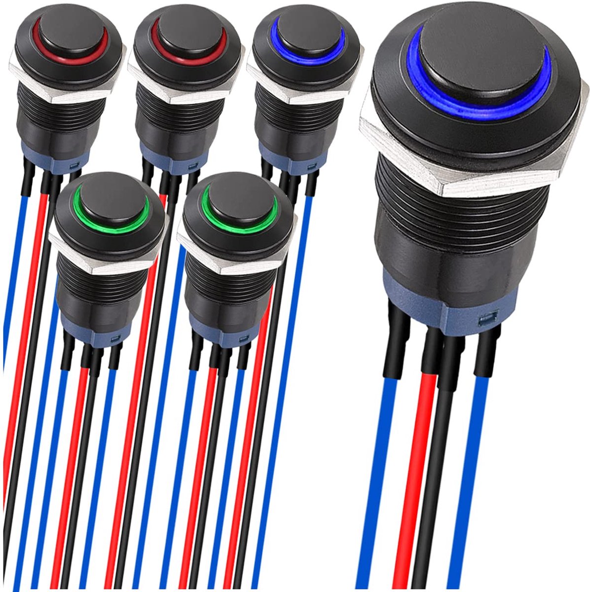 LED drukknop schakelaar 12mm - IP65 waterdicht - 3 kleuren LED - eenvoudig te bedienen - ShopVlot