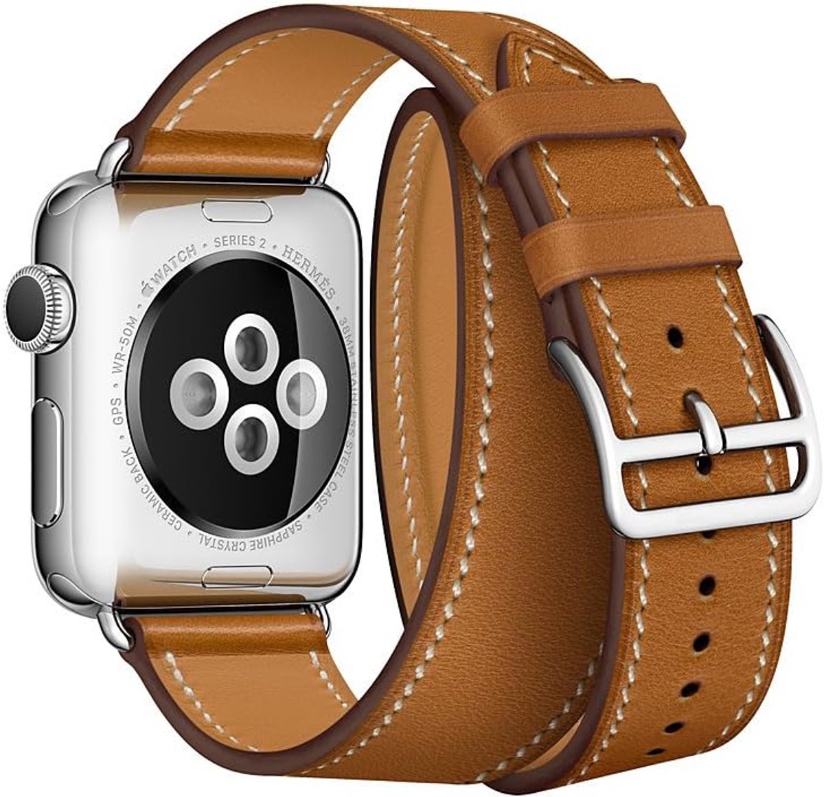Lederen band 40 mm 41 mm 42 mm 44 mm 45 mm 46 mm 49 mm - echt leder - voor Apple Watch - ShopVlot